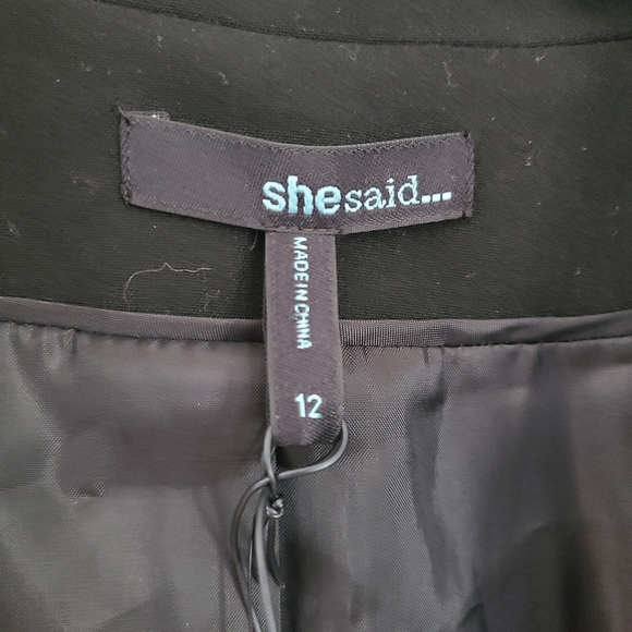 NWT She Said...Classic Black Single Button Women's Blazer w/ Padded Shoulders - Picture 4 of 6